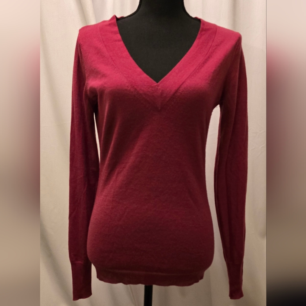 The Limited Heathered Maroon V-Neck Sweater M